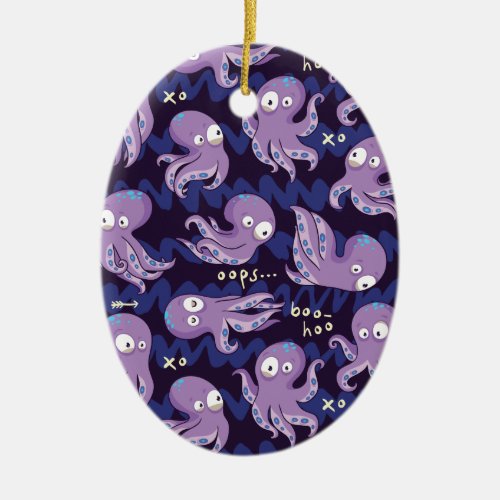 Boo Octopus Cute Purple Kids Clothing  Dcor Ceramic Ornament