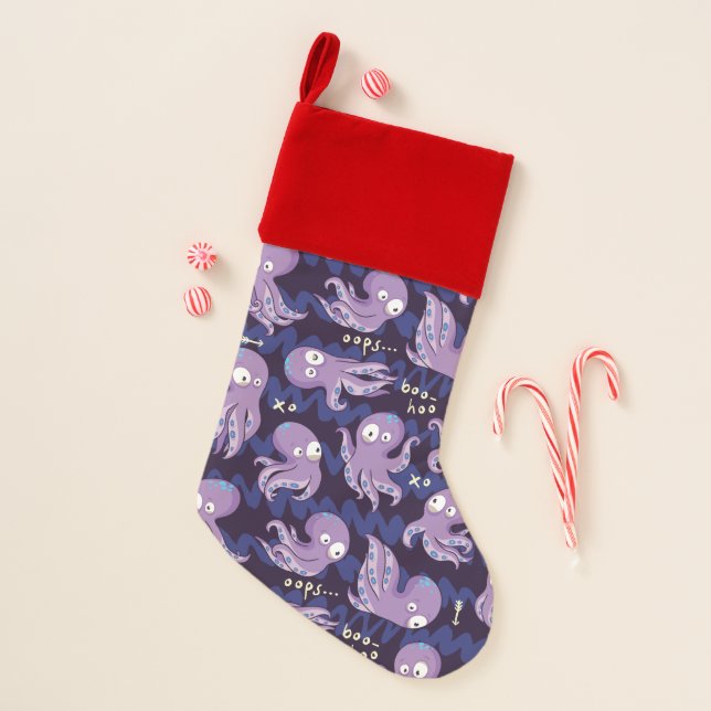 Boo Octopus Cute Purple Kids Clothing & Décor Christmas Stocking (Front)