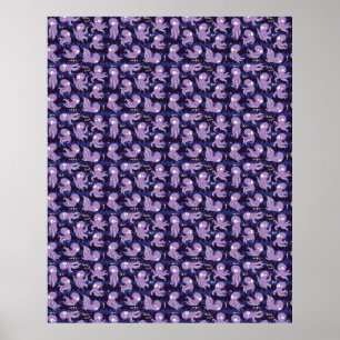 Boo Octopus Cute Purple Kids Clothing & Décor Poster