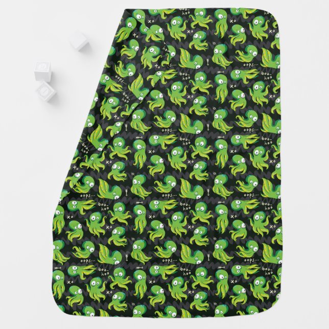 Boo Octopus Green Kids Clothing & Décor Baby Blanket (In Situ)