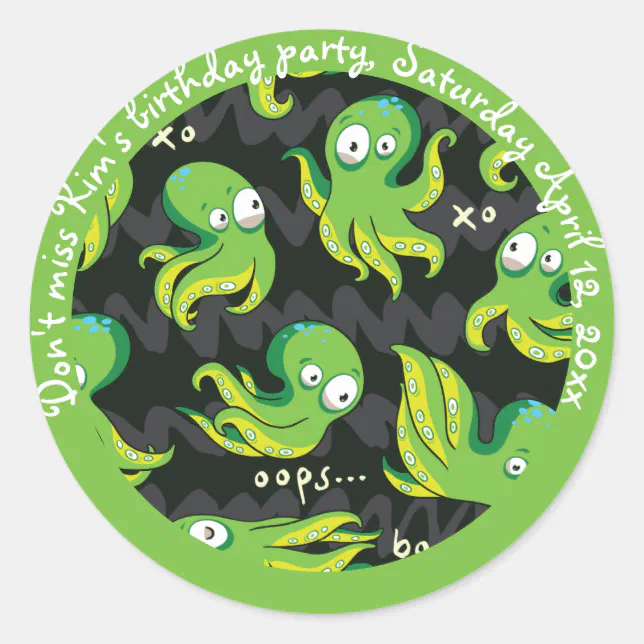 Boo Octopus Green Kids Clothing & Décor Classic Round Sticker | Zazzle