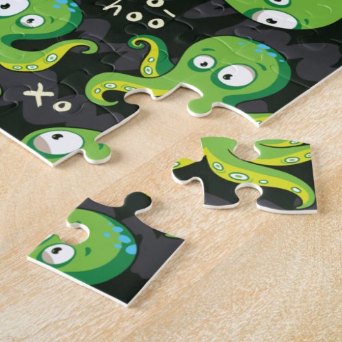 Boo Octopus Green Kids Clothing  Dcor Jigsaw Puzzle