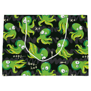 Boo Octopus Green Kids Clothing & Décor Large Gift Bag