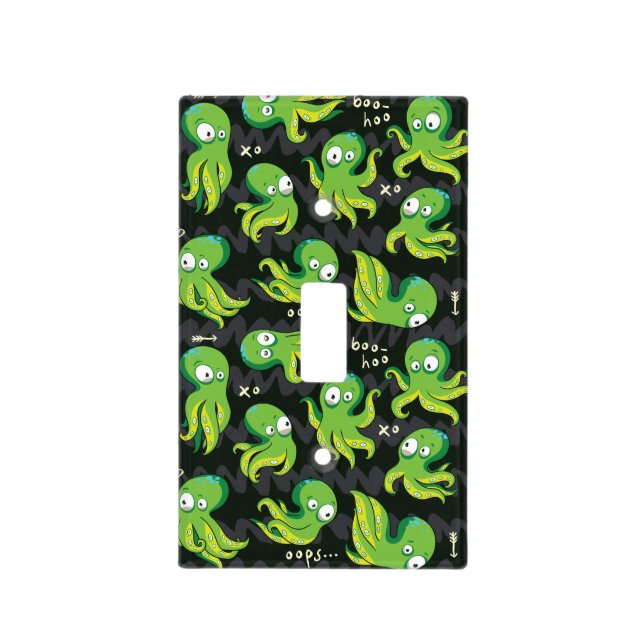 Boo Octopus Green Kids Clothing & Décor Light Switch Cover (Front)