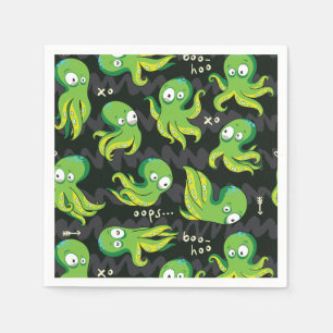 Boo Octopus Green Kids Clothing & Décor Napkins