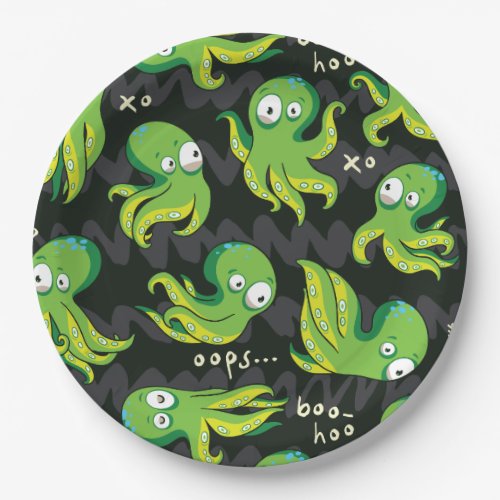 Boo Octopus Green Kids Clothing  Dcor Paper Plates