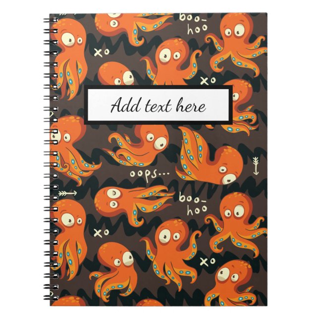 Boo Octopus Orange & Black Kids Clothing & Décor Notebook (Front)