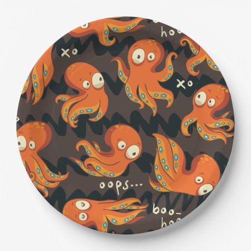 Boo Octopus Orange  Black Kids Clothing  Dcor Paper Plates