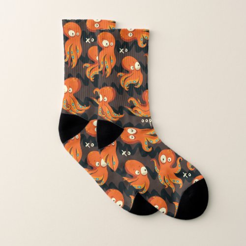 Boo Octopus Orange  Black Kids Clothing  Dcor Socks