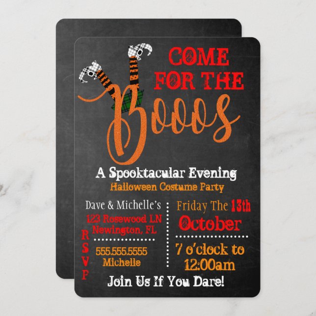 Boo On Booze And Boo Halloween Party Invitation (Front/Back)