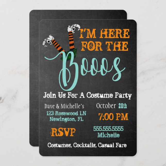 Boo On Booze And Boos Halloween Party Invitation (Front/Back)