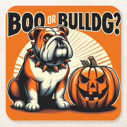 Boo or Bulldog Mischievous Pop Art Design Square Paper Coaster