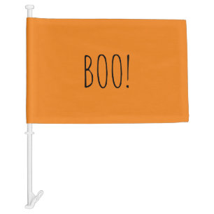 Boo orange black spooky minimalist Halloween Car Flag
