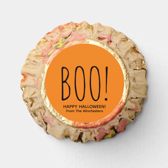 Boo orange black spooky personalized Halloween Reese's Peanut Butter Cups (Front)