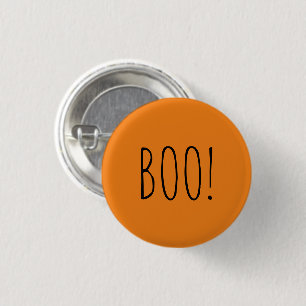 Boo orange black spooky typography fun Halloween Button
