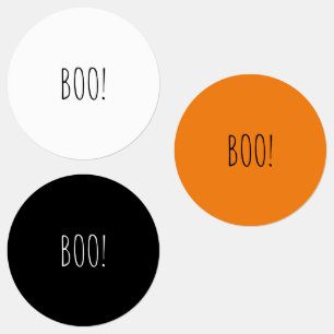 Boo orange black white spooky funny Halloween Labels