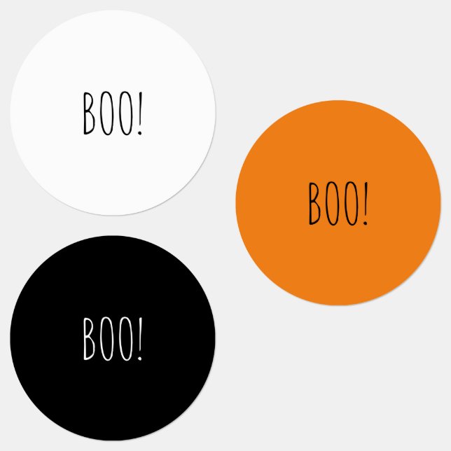 Boo orange black white spooky funny Halloween Labels (Group)