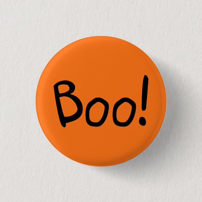 Boo orange cute handwritten typography Halloween Button (Front)