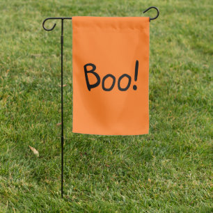 Boo orange cute handwritten typography Halloween Garden Flag