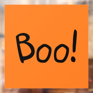 Boo orange cute handwritten typography Halloween Window Cling