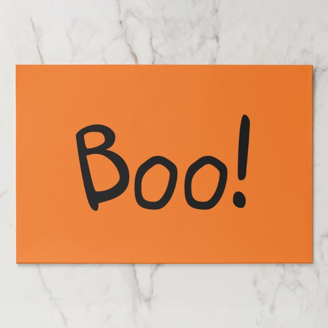 Boo orange cute typography Halloween placemats (Front)