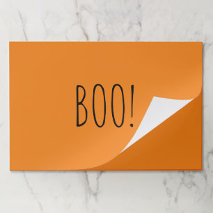 Boo orange minimalist fun cute Halloween placemats