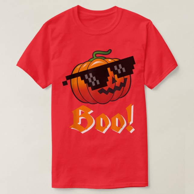 Boo Orange Pumpkin Sunglasses  T-Shirt (Design Front)