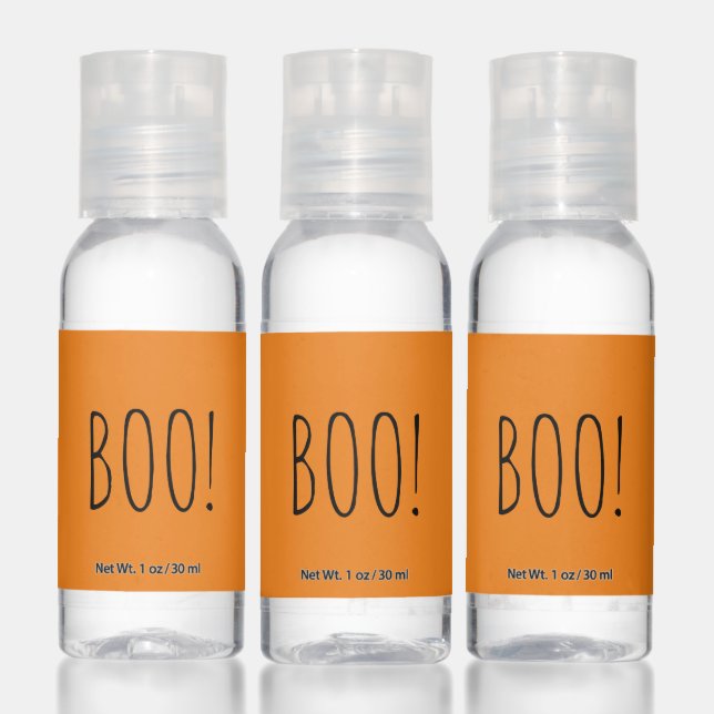 Boo orange simple typography funny cute Halloween Hand Sanitizer (Set)