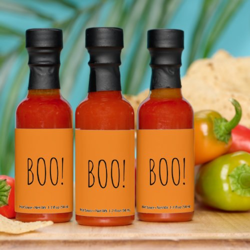 Boo orange simple typography funny cute Halloween Hot Sauces
