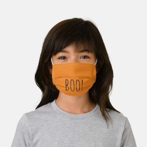 Boo orange simple typography funny cute Halloween Kids Cloth Face Mask
