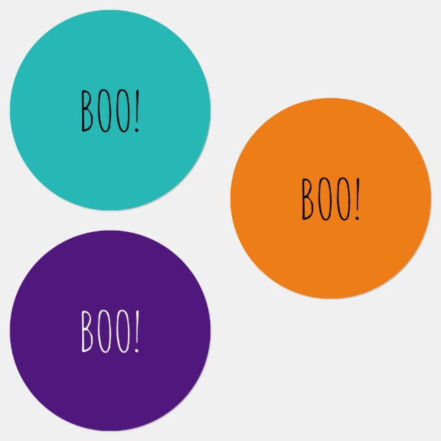 Boo orange teal purple spooky funny Halloween Labels (Group)