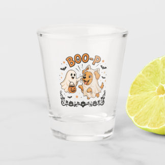 Boo P Ghost and Dog Halloween Design | Cute Ghost Shot Glass