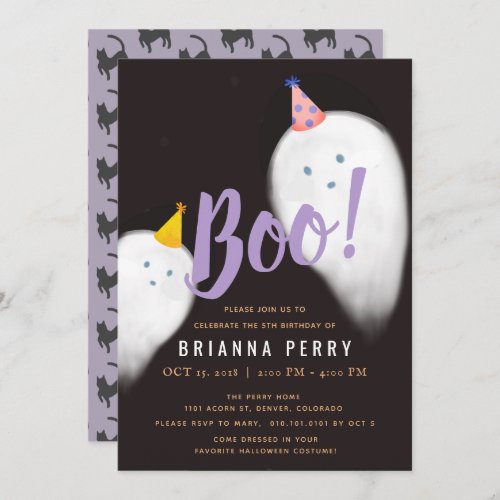 Boo Party Hat Ghost Halloween Birthday Invitation