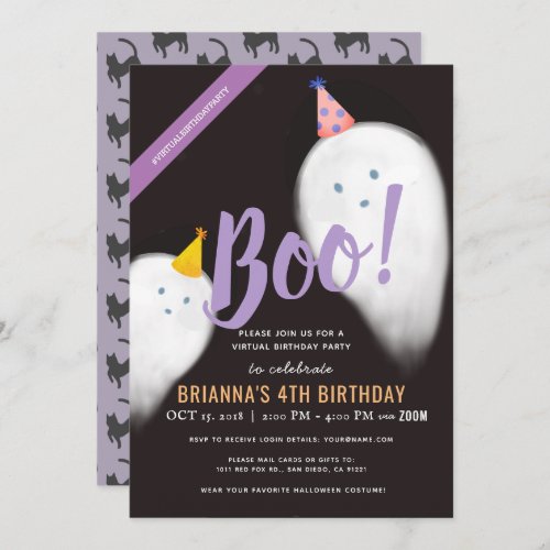 Boo Party Hat Ghost Halloween Virtual Birthday Invitation