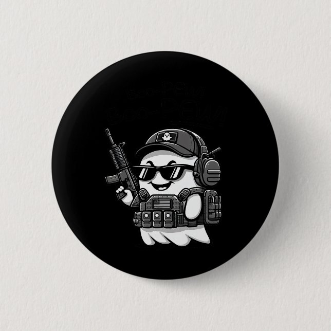 Boo Pew Tactical Ghost Costume Gun Lover Halloween Button (Front)