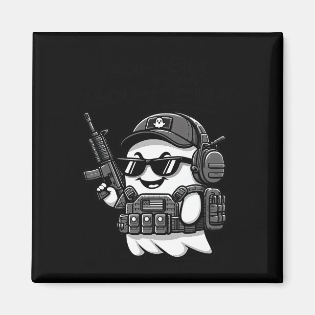 Boo Pew Tactical Ghost Costume Gun Lover Halloween Magnet (Front)
