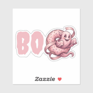 BOO Pink Ghost & Donut Sweet Halloween Coquette Sticker