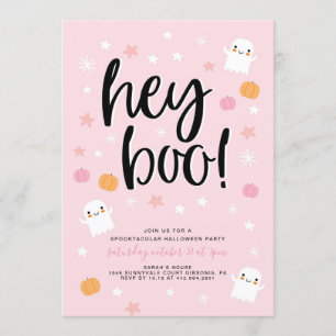 Boo! Pink Halloween Birthday Invitation