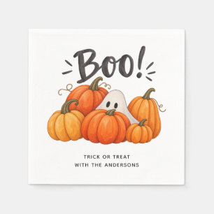 Boo Pumpkin Cute Ghost Kids Halloween Party Napkins
