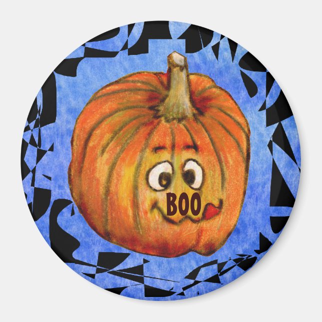 Boo Pumpkin Halloween Squash Magnet (Front)