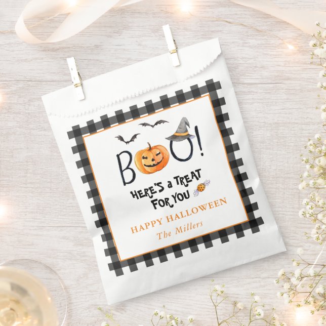 BOO Pumpkin Happy Halloween treat  Favor Bag (Clipped)