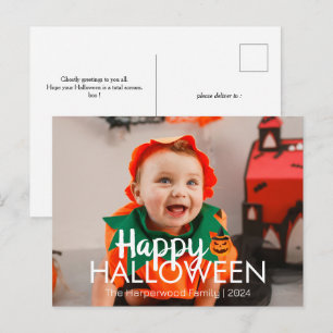 Boo pumpkin jack-o-lantern Halloween one Photo Holiday Postcard