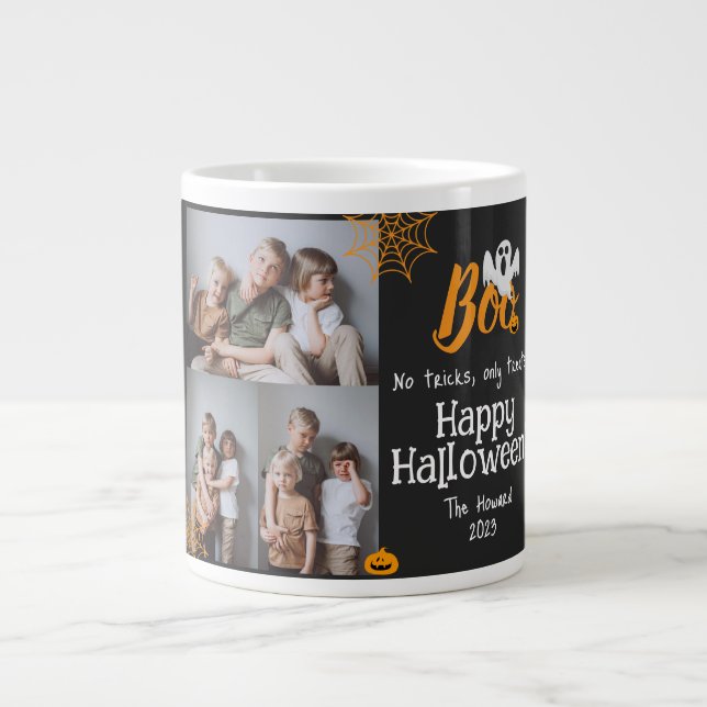 Boo pumpkin jack-o-lantern Halloween Photo Collage Giant Coffee Mug (Front)