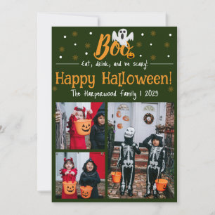 Boo pumpkin jack-o-lantern Halloween Photo Collage Holiday Card