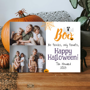 Boo pumpkin jack-o-lantern Halloween Photo Collage Holiday Card