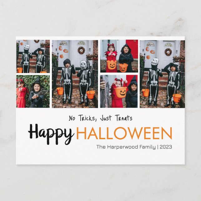 Boo pumpkin jack-o-lantern Halloween Photo Collage Holiday Postcard (Front)