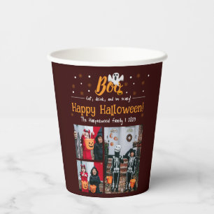 Boo pumpkin jack-o-lantern Halloween Photo Collage Paper Cups