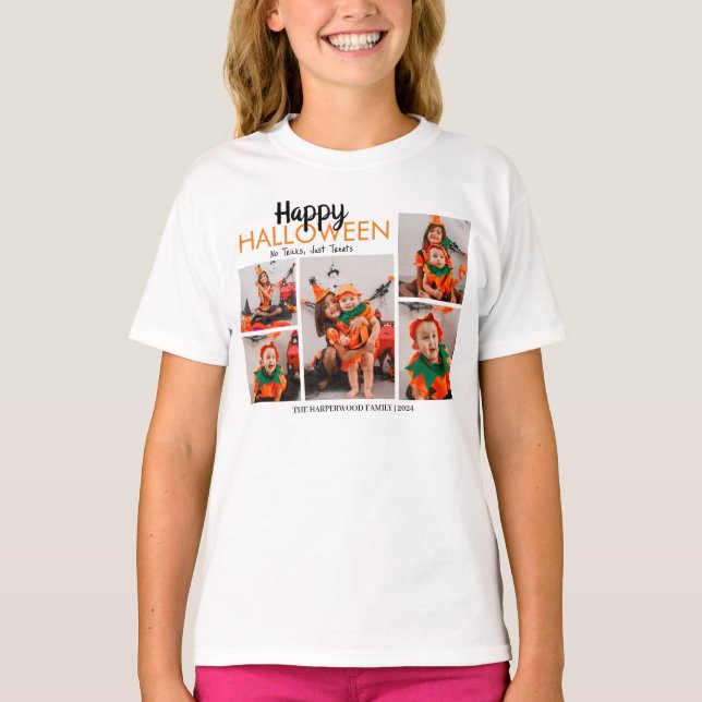 Boo pumpkin jack-o-lantern Halloween Photo Collage T-Shirt (Front)