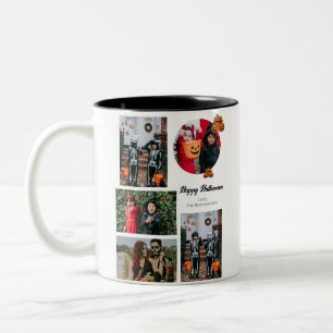 Boo pumpkin jack-o-lantern Halloween Photo Collage Two-Tone Coffee Mug