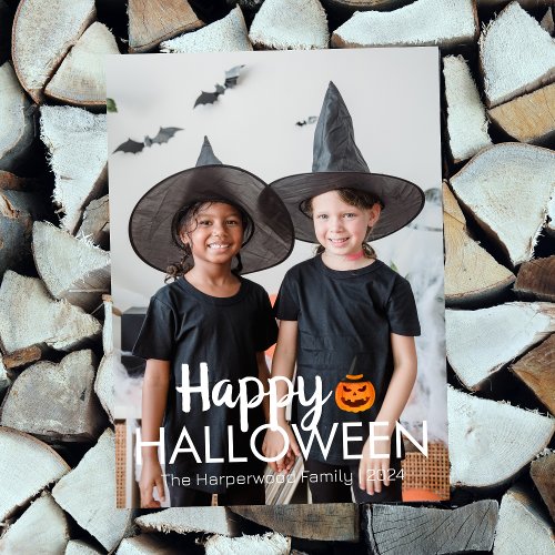 Boo pumpkin jack_o_lantern happy Halloween Photo Holiday Card